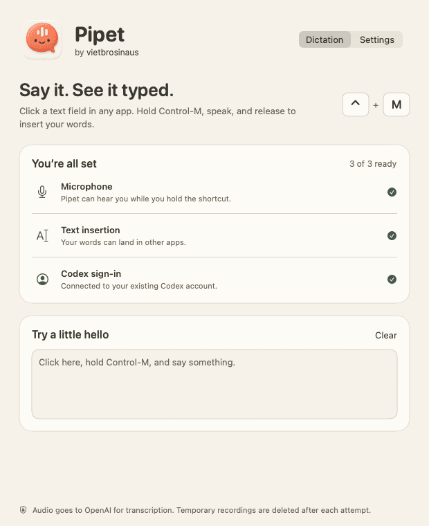 Pipet app interface